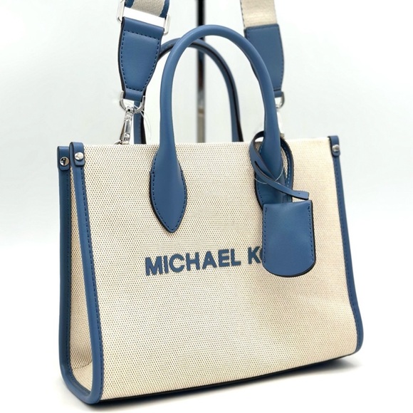 Michael Kors Mirella Small Pebbled Leather Crossbody Bag Denim Blue - Picture 3 of 13